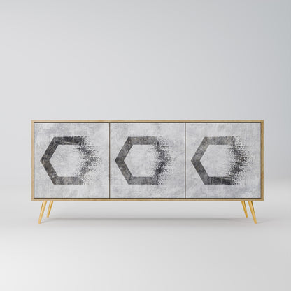 HEXAGONALA FIGURER 3-dörrars skänk i ekeffekt