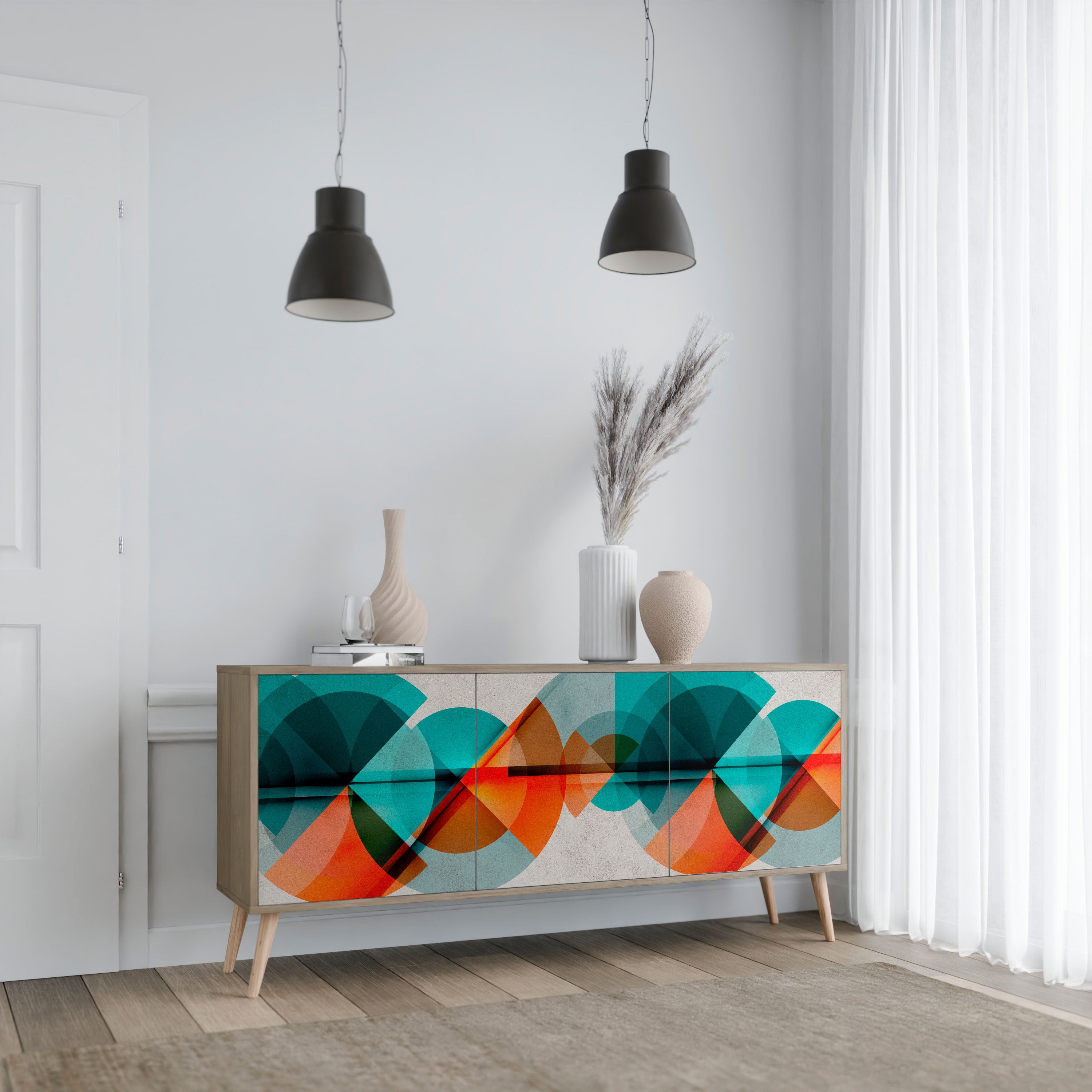 CIRCULAR RHAPSODY 3-Door Sideboard in Oak Effect