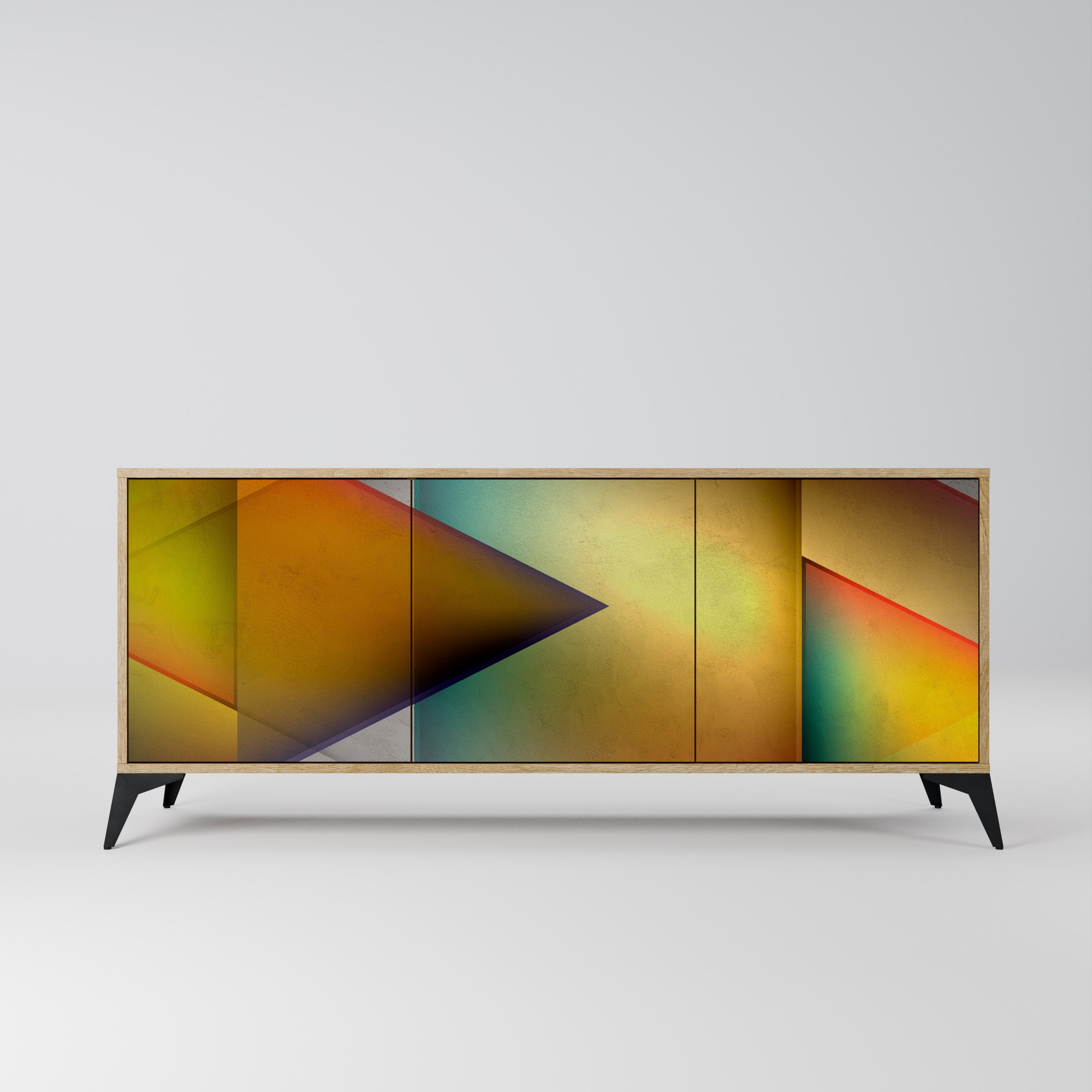 PIERCING SHARPNESS 3-Door Sideboard in Oak Effect