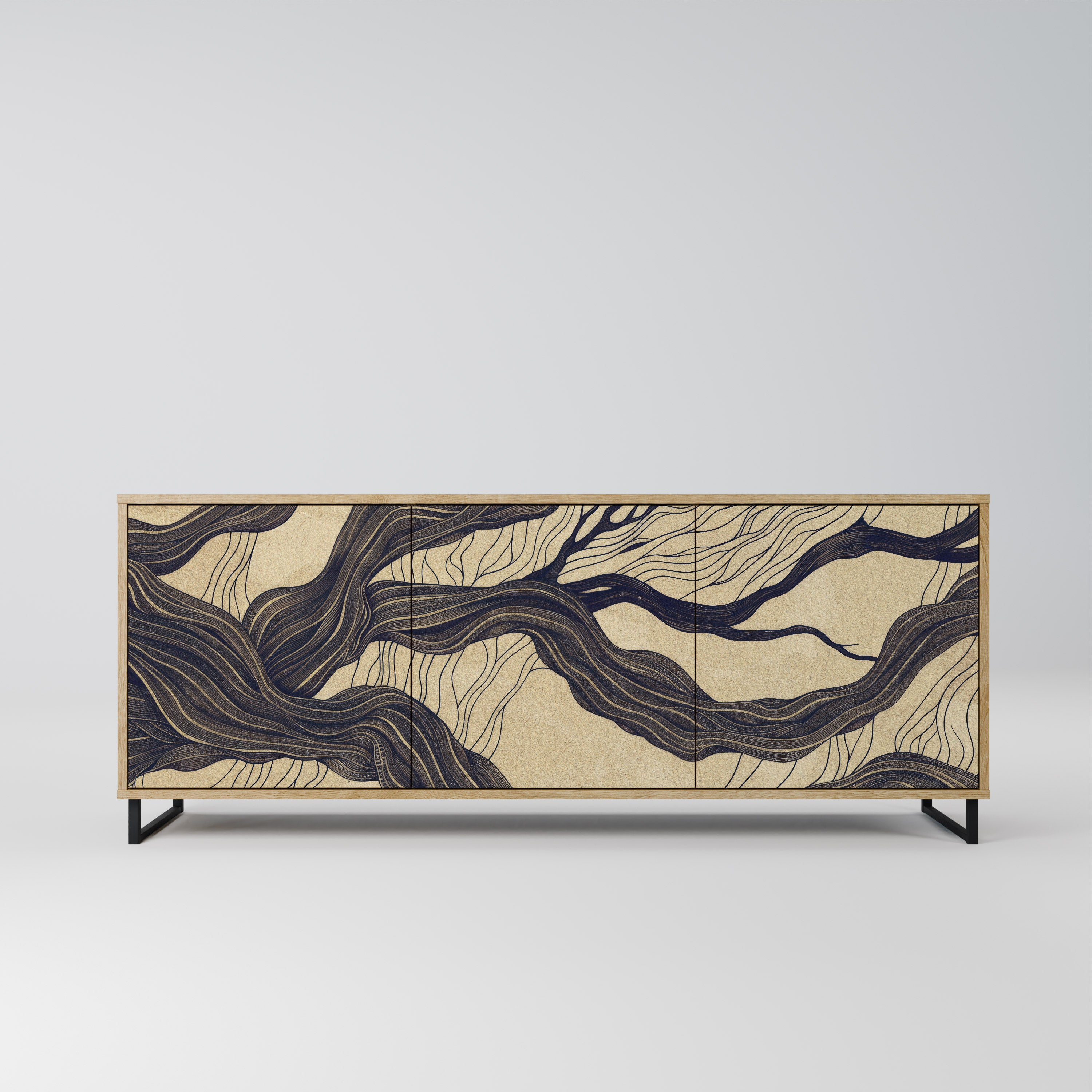 UNIFIED FRAGMENTS 3-Door Sideboard in Oak Effect