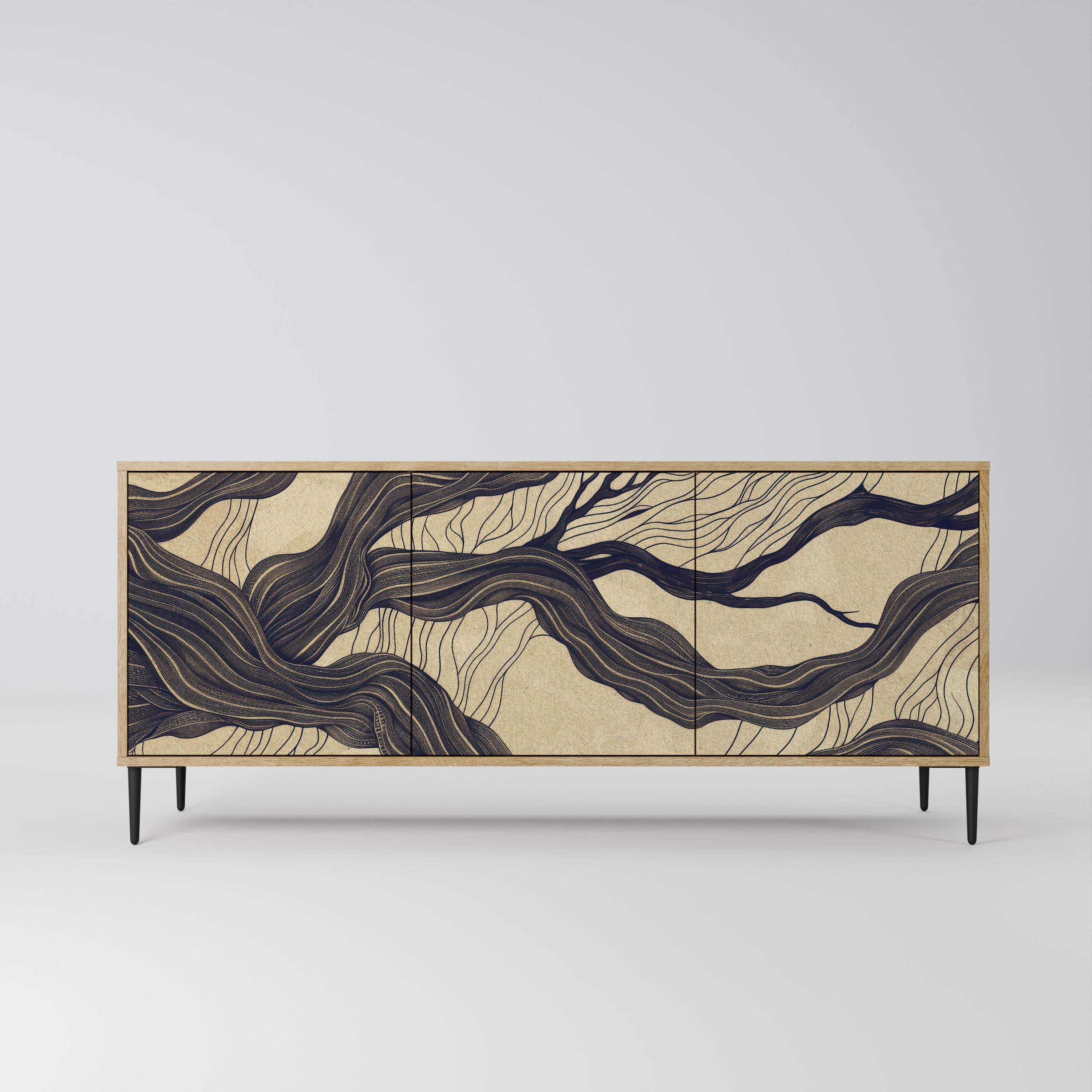 UNIFIED FRAGMENTS 3-Door Sideboard in Oak Effect