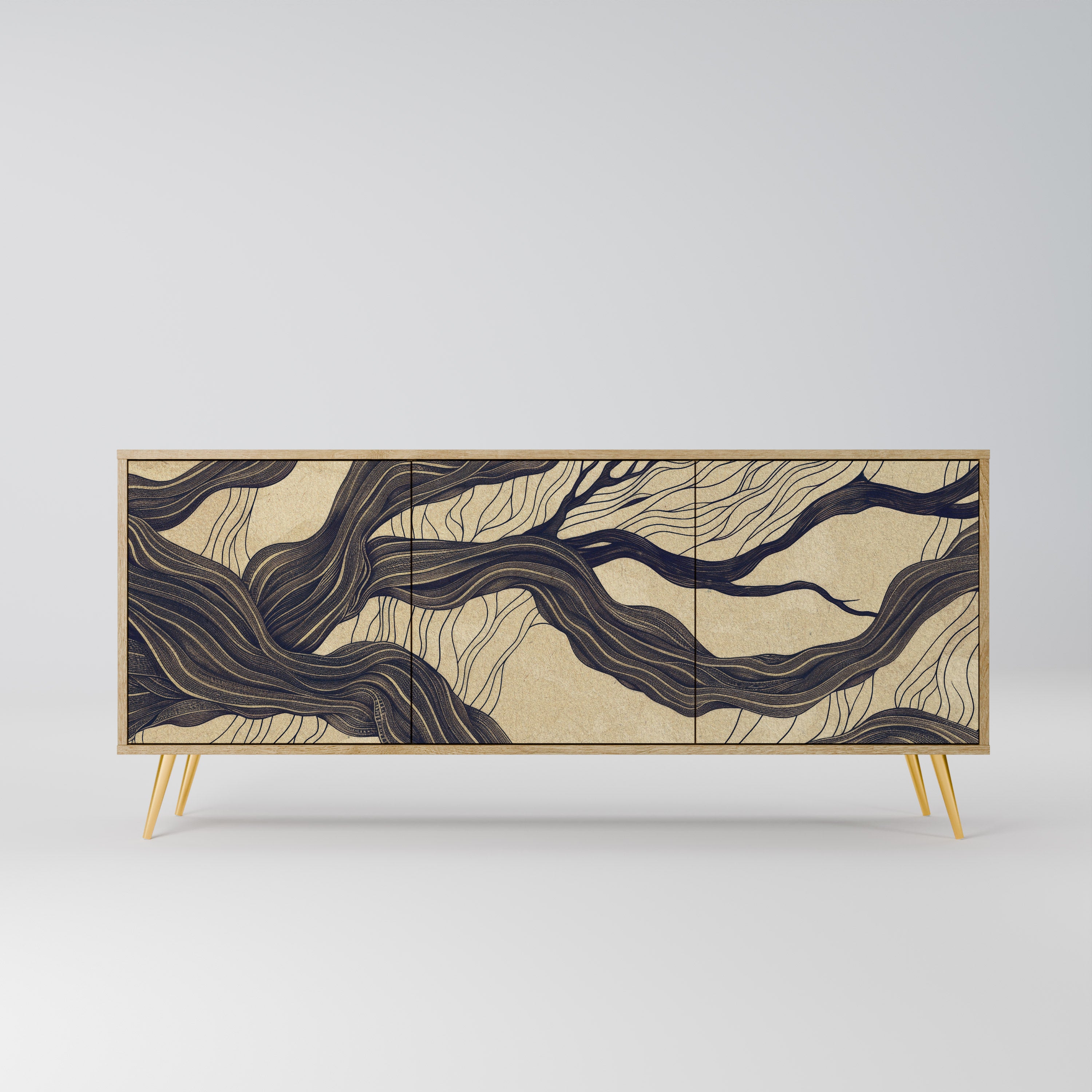 UNIFIED FRAGMENTS 3-Door Sideboard in Oak Effect