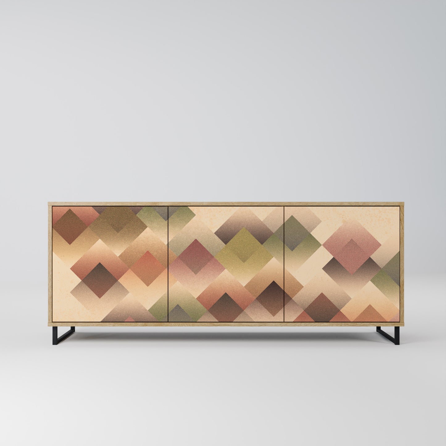 GEOMETRIC FUSION 3-dörrars skänk i ekeffekt