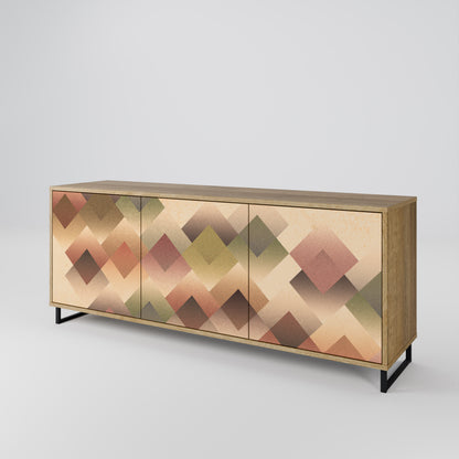 GEOMETRIC FUSION 3-dörrars skänk i ekeffekt