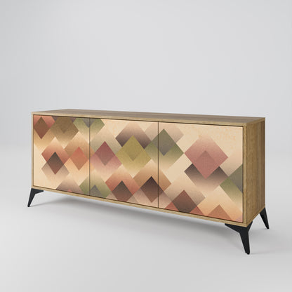 GEOMETRIC FUSION 3-dörrars skänk i ekeffekt