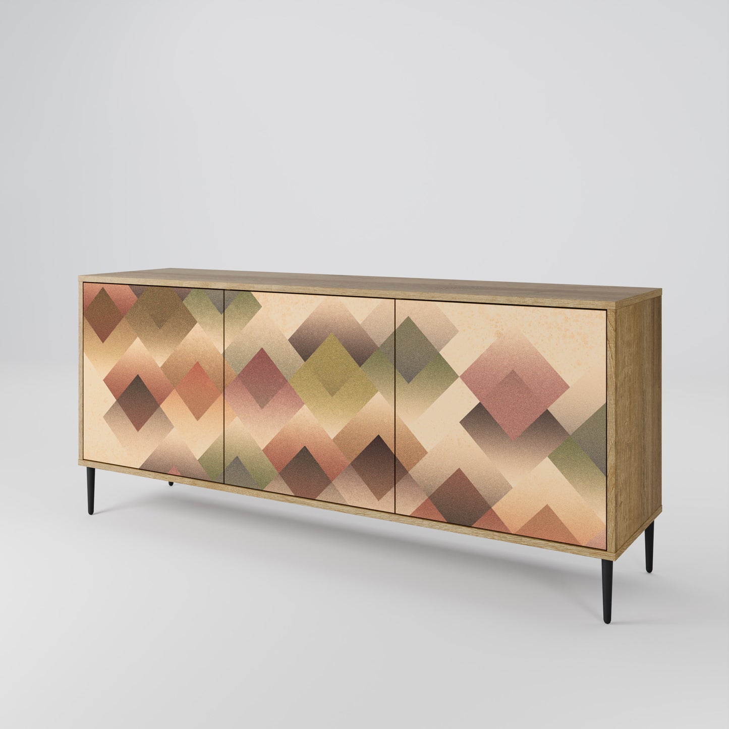 GEOMETRIC FUSION 3-dörrars skänk i ekeffekt