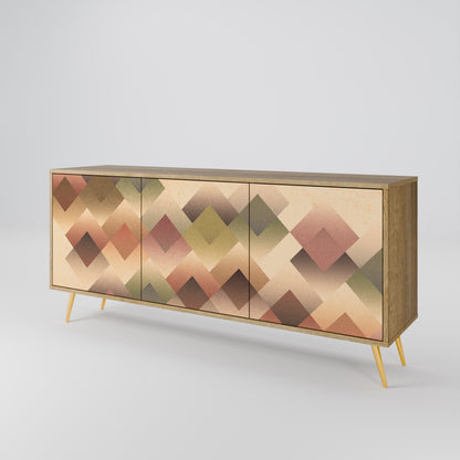 GEOMETRIC FUSION 3-dörrars skänk i ekeffekt