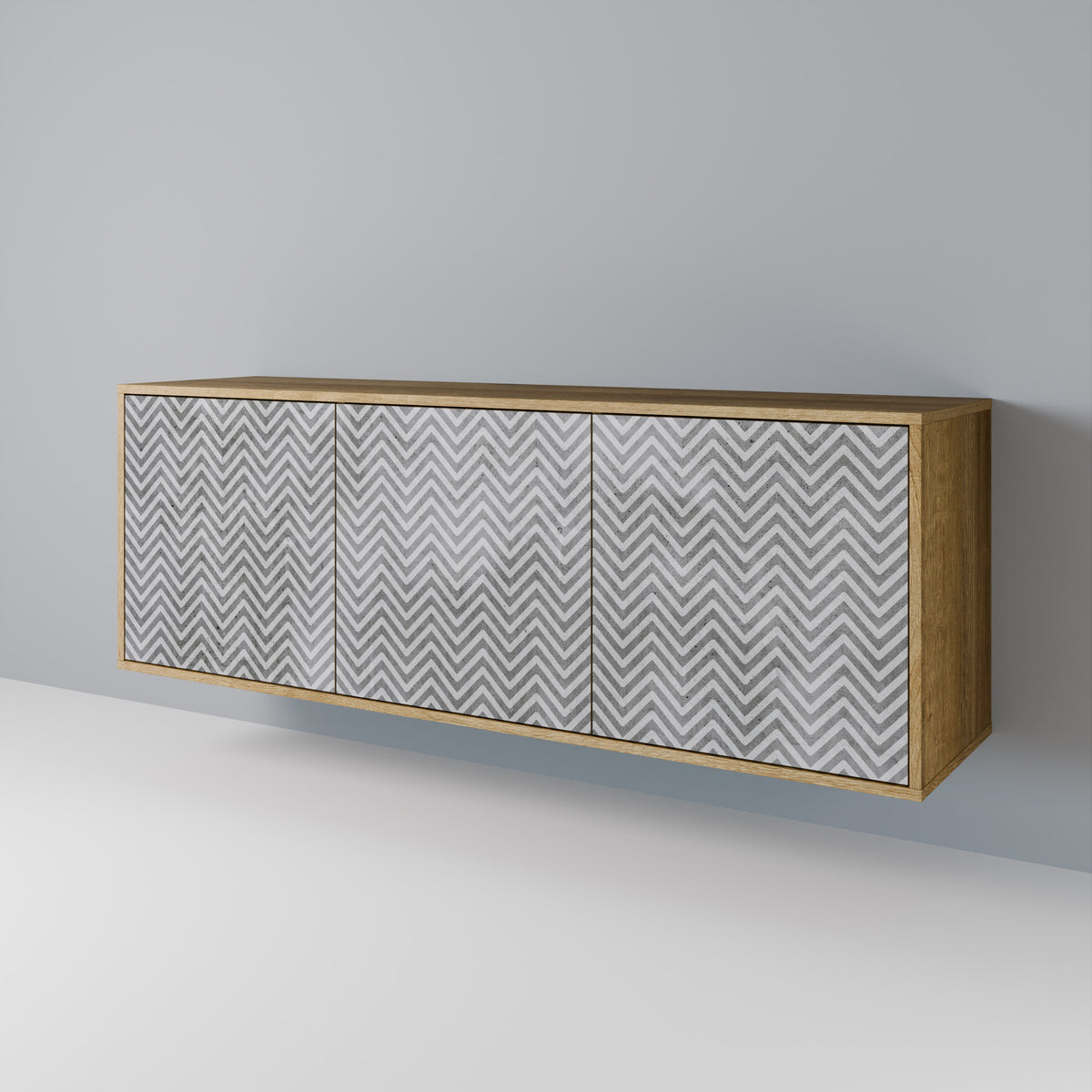 CONCRETE ZIG ZAG Skänk med tre dörrar