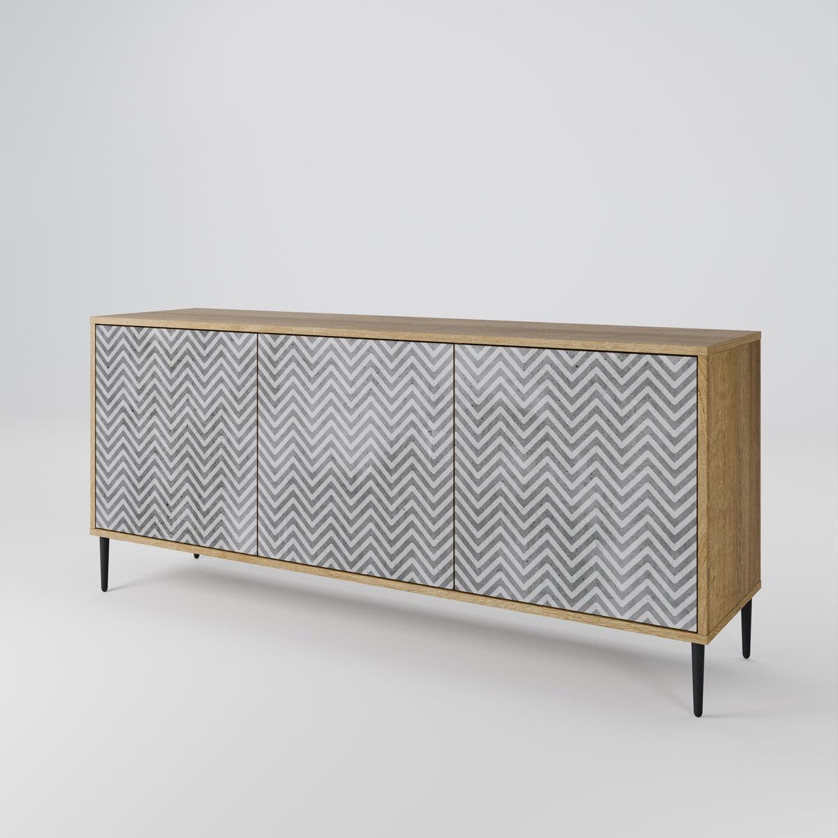 CONCRETE ZIG ZAG Skänk med tre dörrar