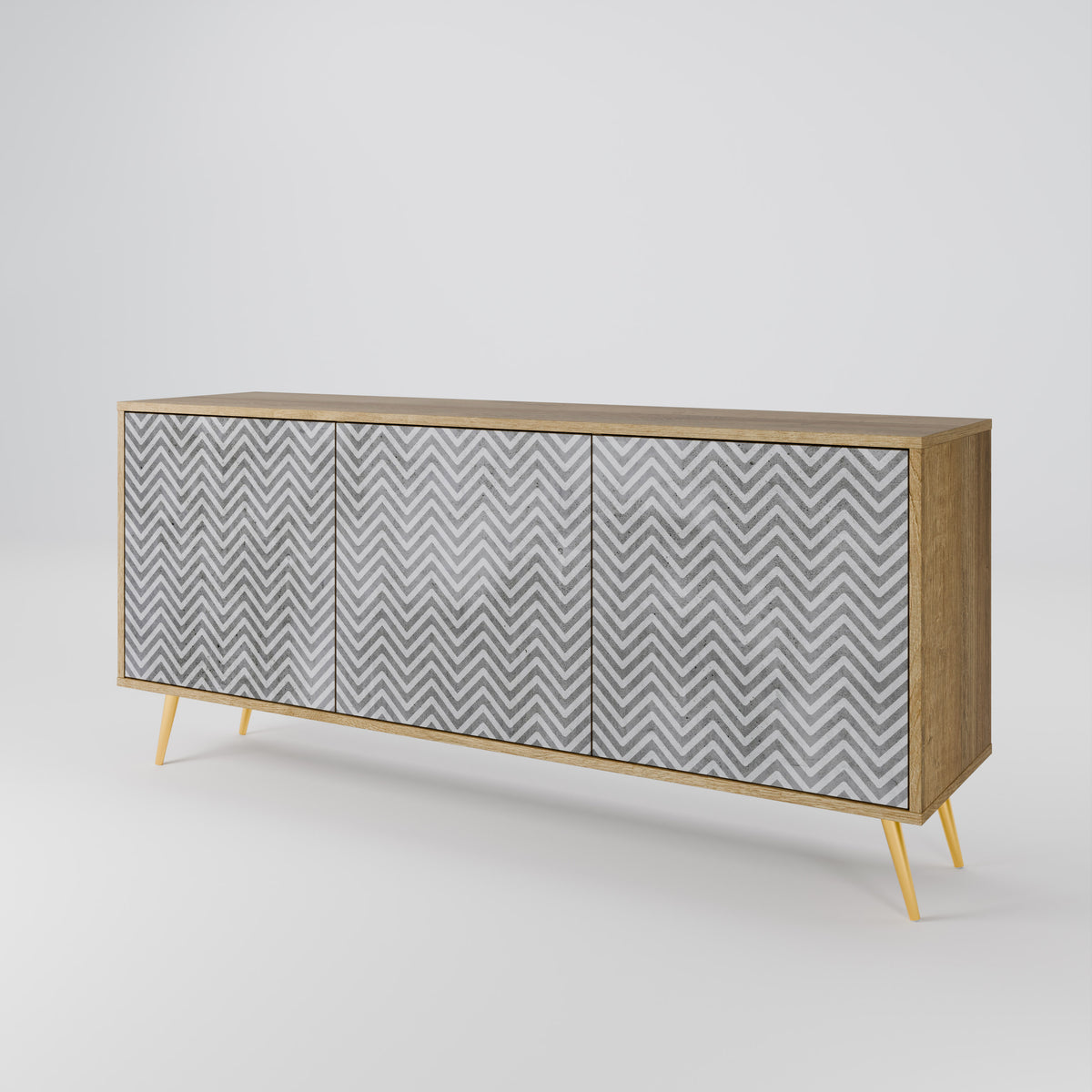 CONCRETE ZIG ZAG Skänk med tre dörrar