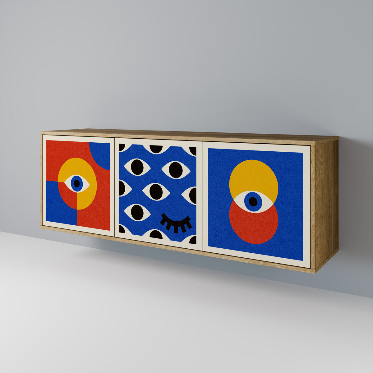GEOMETRIC EYES Skänk med tre dörrar
