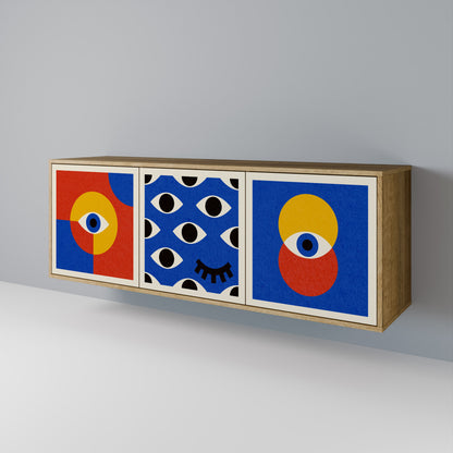 GEOMETRIC EYES Skänk med tre dörrar