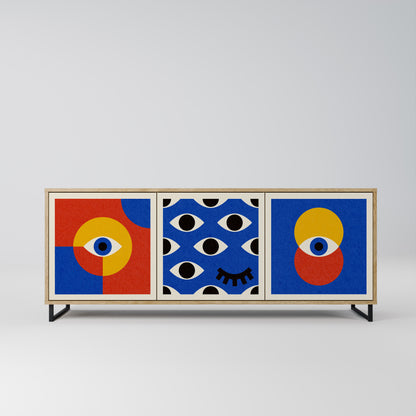 GEOMETRIC EYES 3-dörrars skänk i ekeffekt