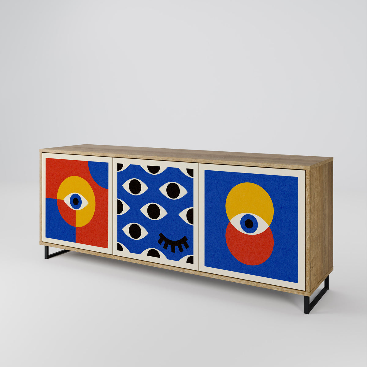 GEOMETRIC EYES Skänk med tre dörrar