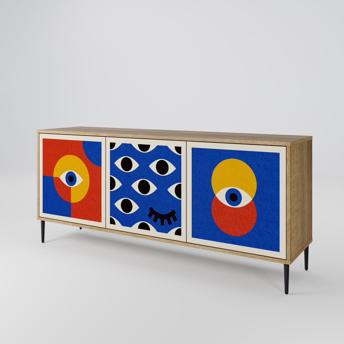 GEOMETRIC EYES Skänk med tre dörrar