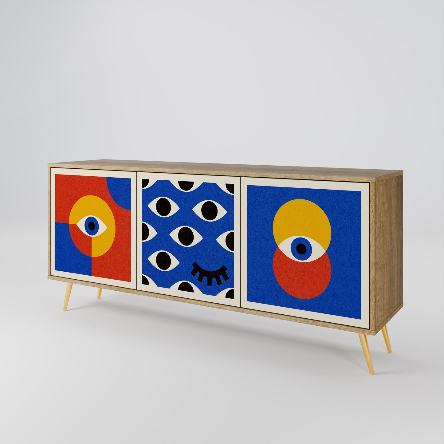 GEOMETRIC EYES Skänk med tre dörrar