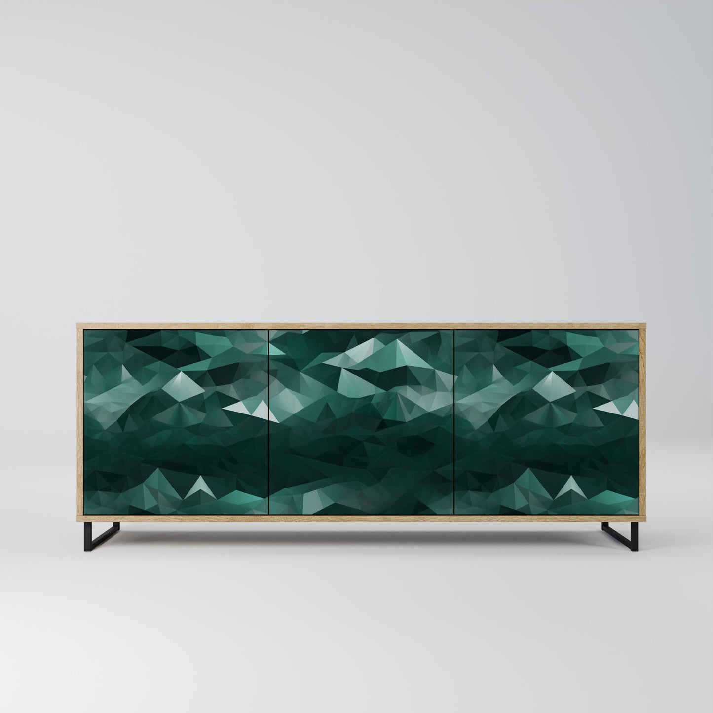 POLYGONAL FLYTANDE 3-dörrars skänk i ekeffekt
