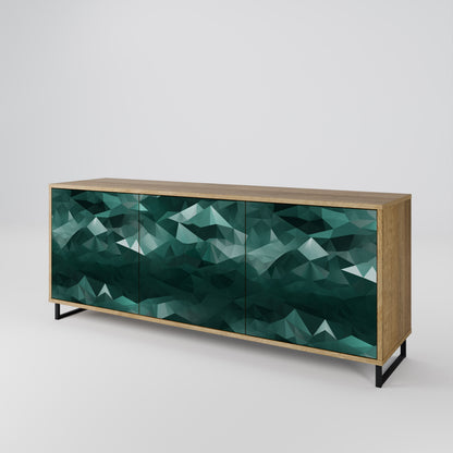 POLYGONAL FLYTANDE 3-dörrars skänk i ekeffekt