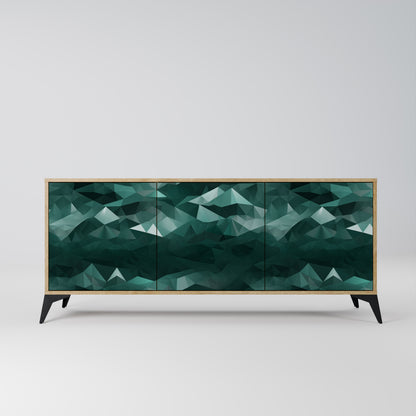 POLYGONAL FLYTANDE 3-dörrars skänk i ekeffekt
