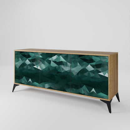 POLYGONAL FLYTANDE 3-dörrars skänk i ekeffekt