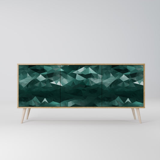 POLYGONAL FLYTANDE 3-dörrars skänk i ekeffekt
