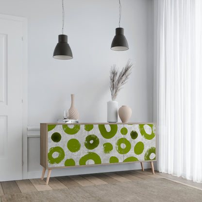 GREEN RHAPSODY skänk med 3 dörrar i ekeffekt