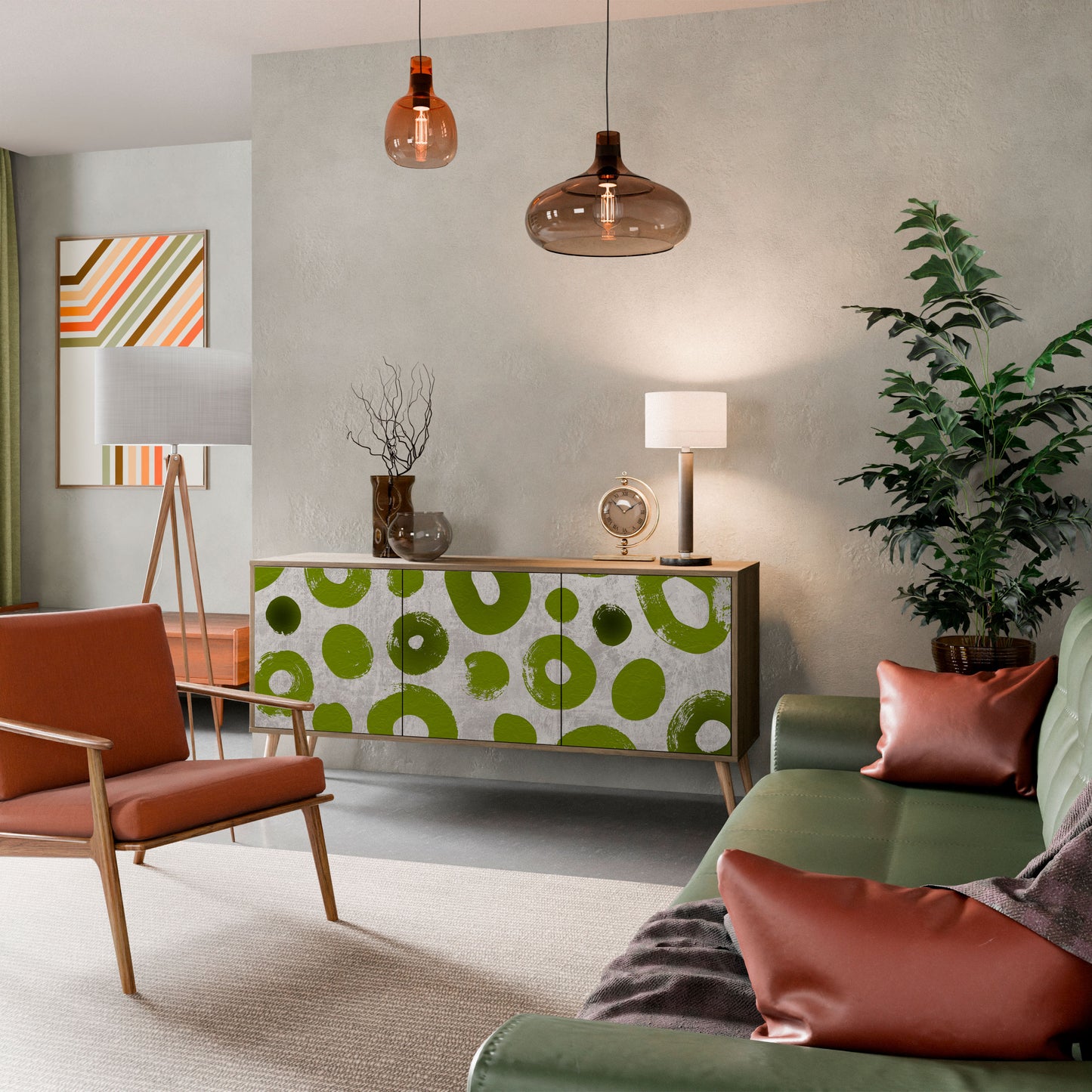 GREEN RHAPSODY skänk med 3 dörrar i ekeffekt