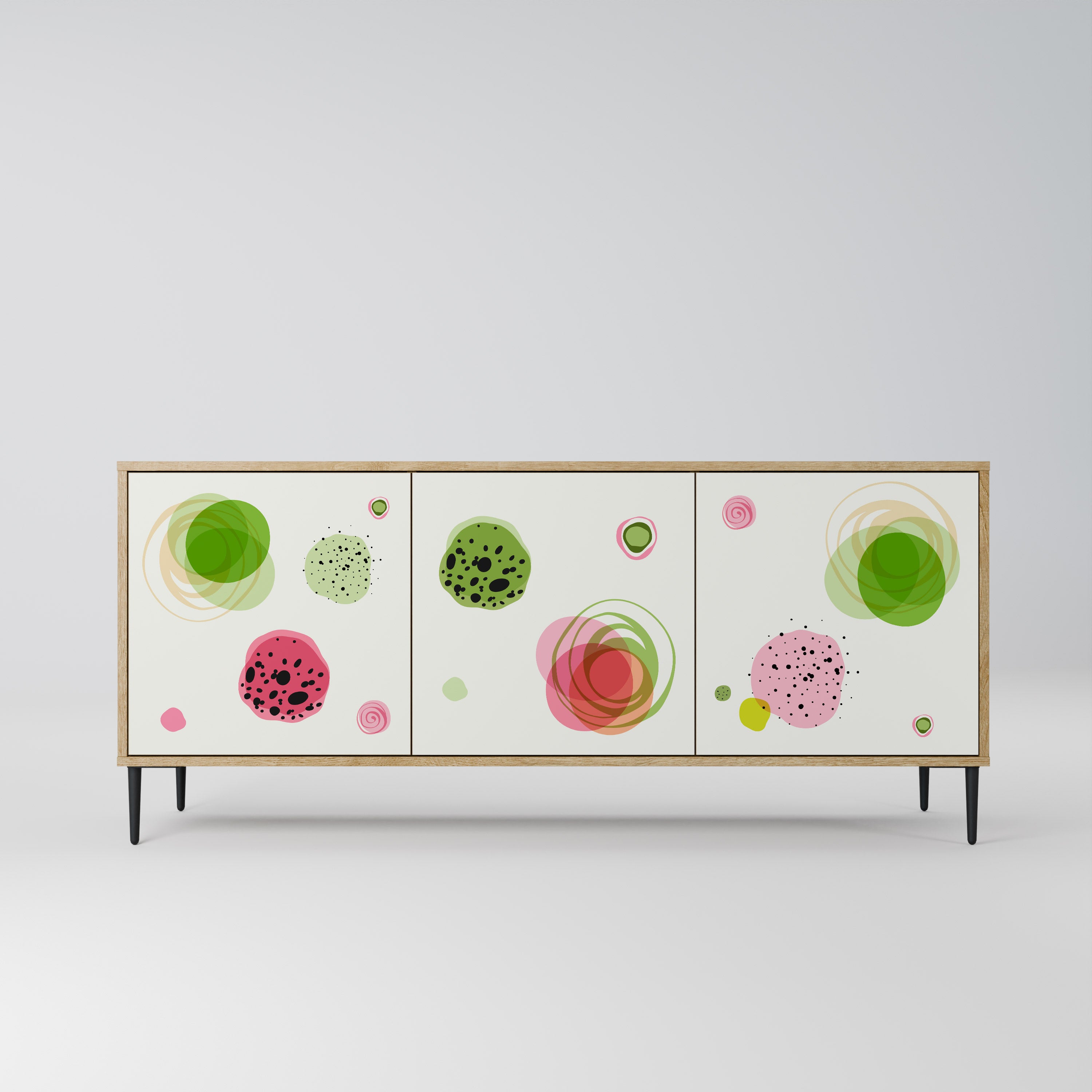 COLORFUL COSMOS 3-Door Sideboard in Oak Effect