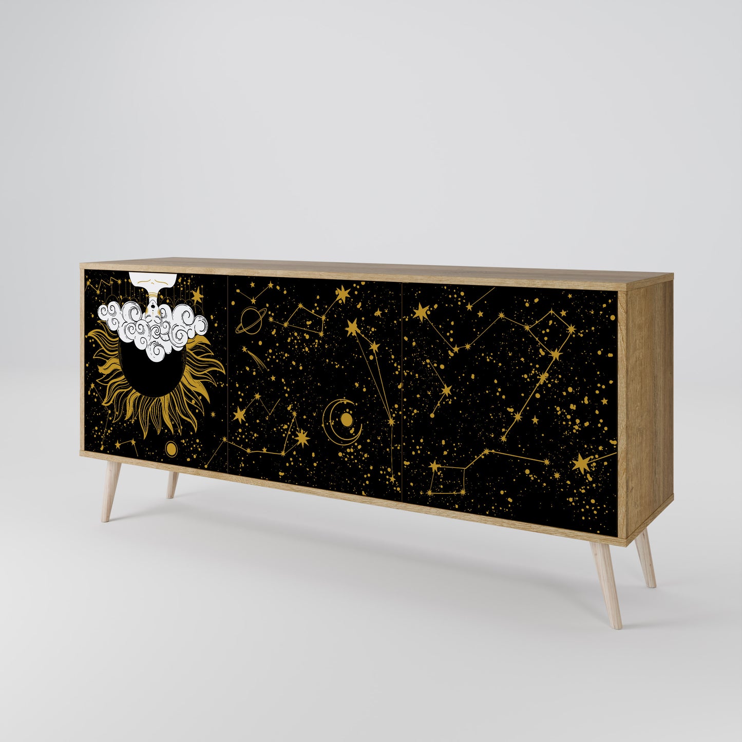 STELLAR CONSTELLATIONS 3-dörrars skänk i ekeffekt