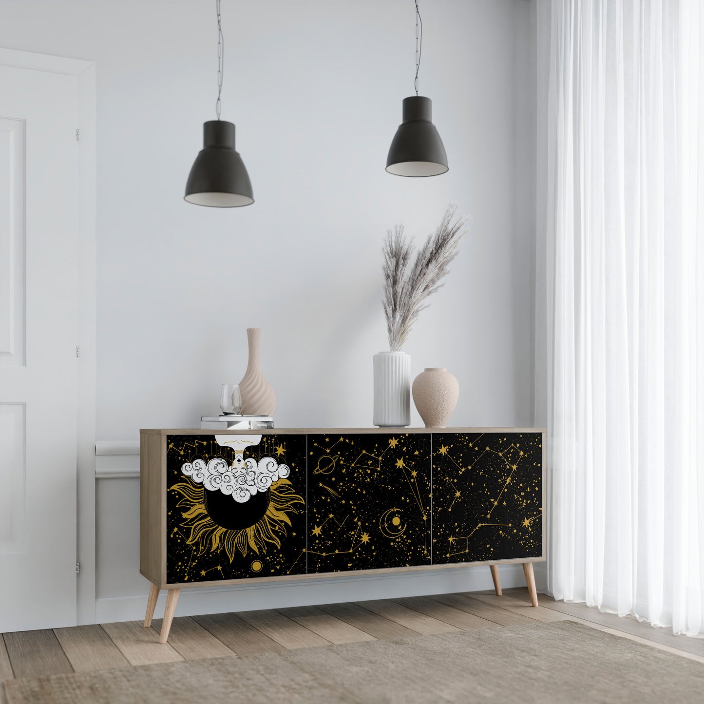 STELLAR CONSTELLATIONS 3-dörrars skänk i ekeffekt