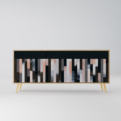 COLLAGE AV REKTANGLAR 3-dörrars skänk i ekeffekt