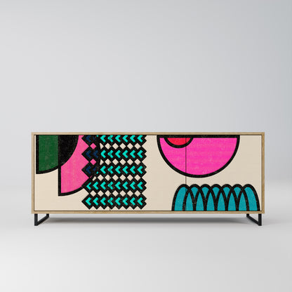 GEOMETRIC RHAPSODY 3-dörrars skänk i ekeffekt