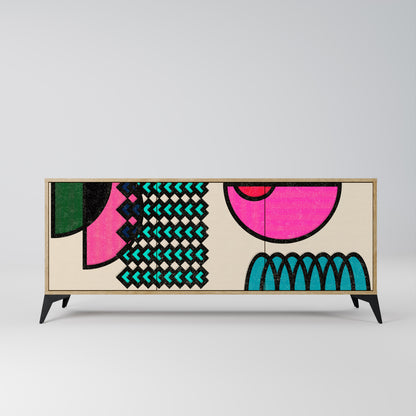 GEOMETRIC RHAPSODY 3-dörrars skänk i ekeffekt