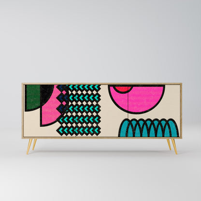 GEOMETRIC RHAPSODY 3-dörrars skänk i ekeffekt