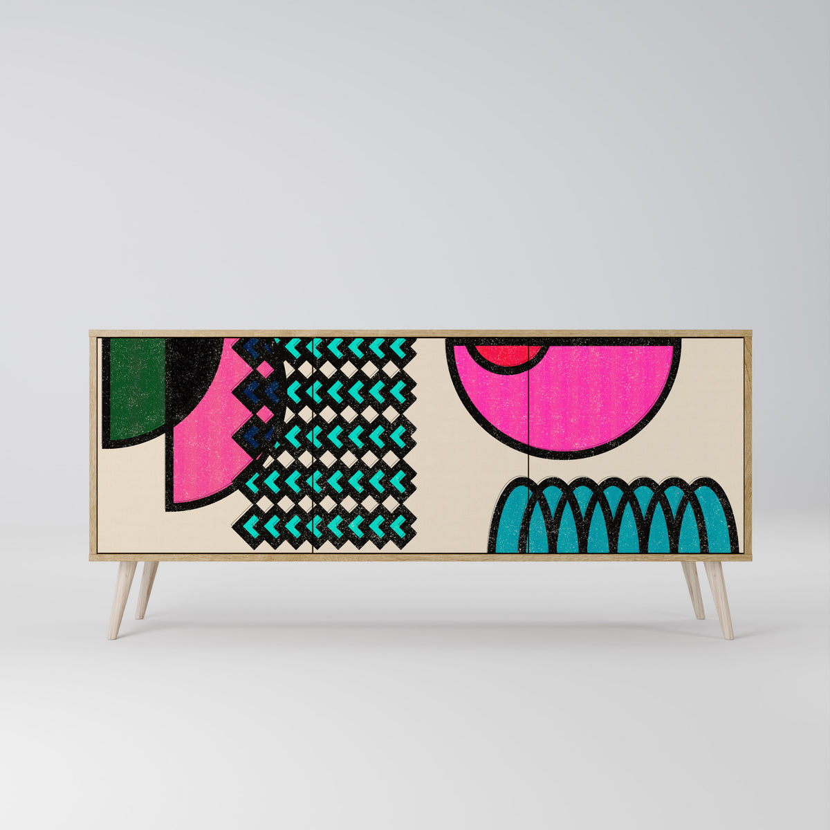 GEOMETRIC RHAPSODY Skänk med tre dörrar