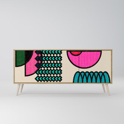 GEOMETRIC RHAPSODY 3-dörrars skänk i ekeffekt
