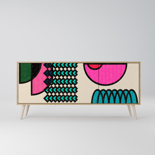 GEOMETRIC RHAPSODY 3-dörrars skänk i ekeffekt