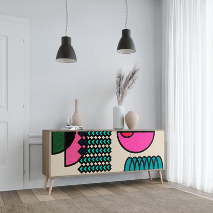 GEOMETRIC RHAPSODY 3-dörrars skänk i ekeffekt