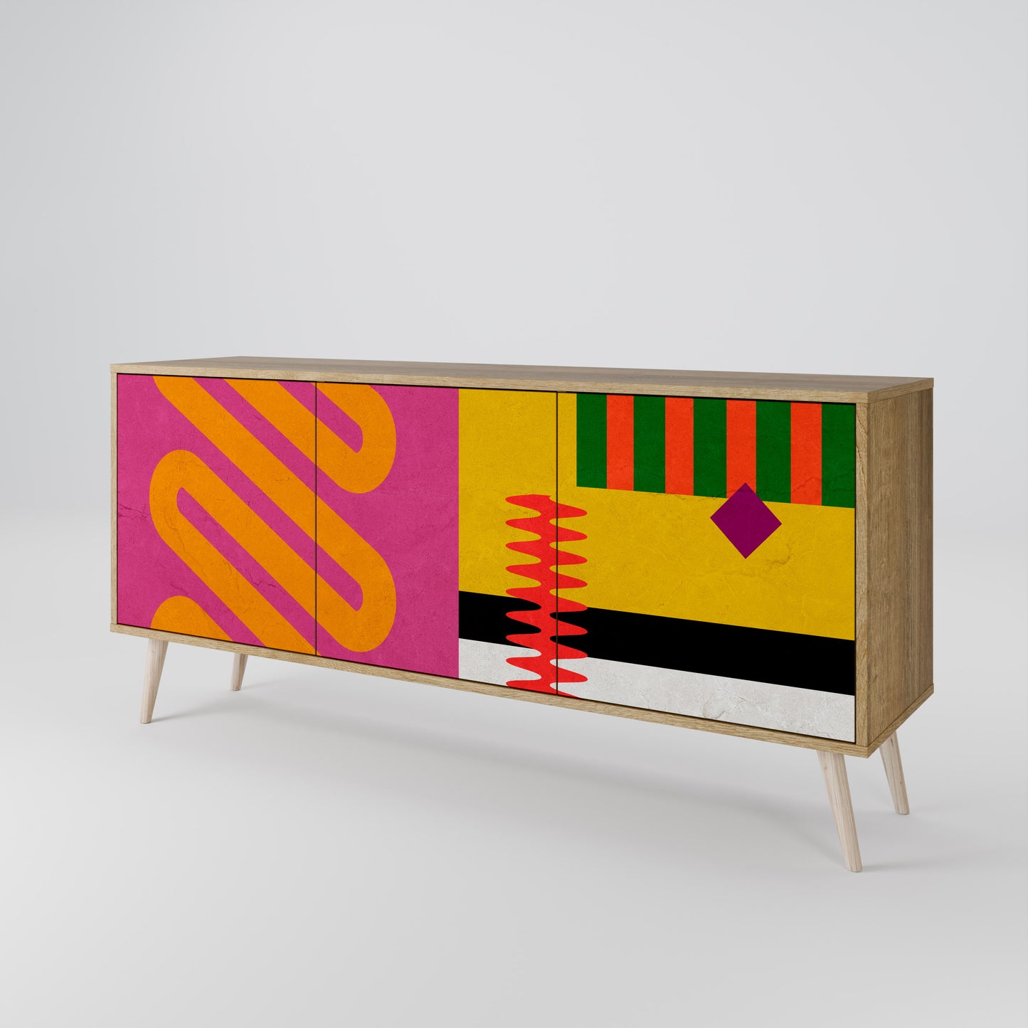 VIVID ART 3-dörrars skänk i ekeffekt