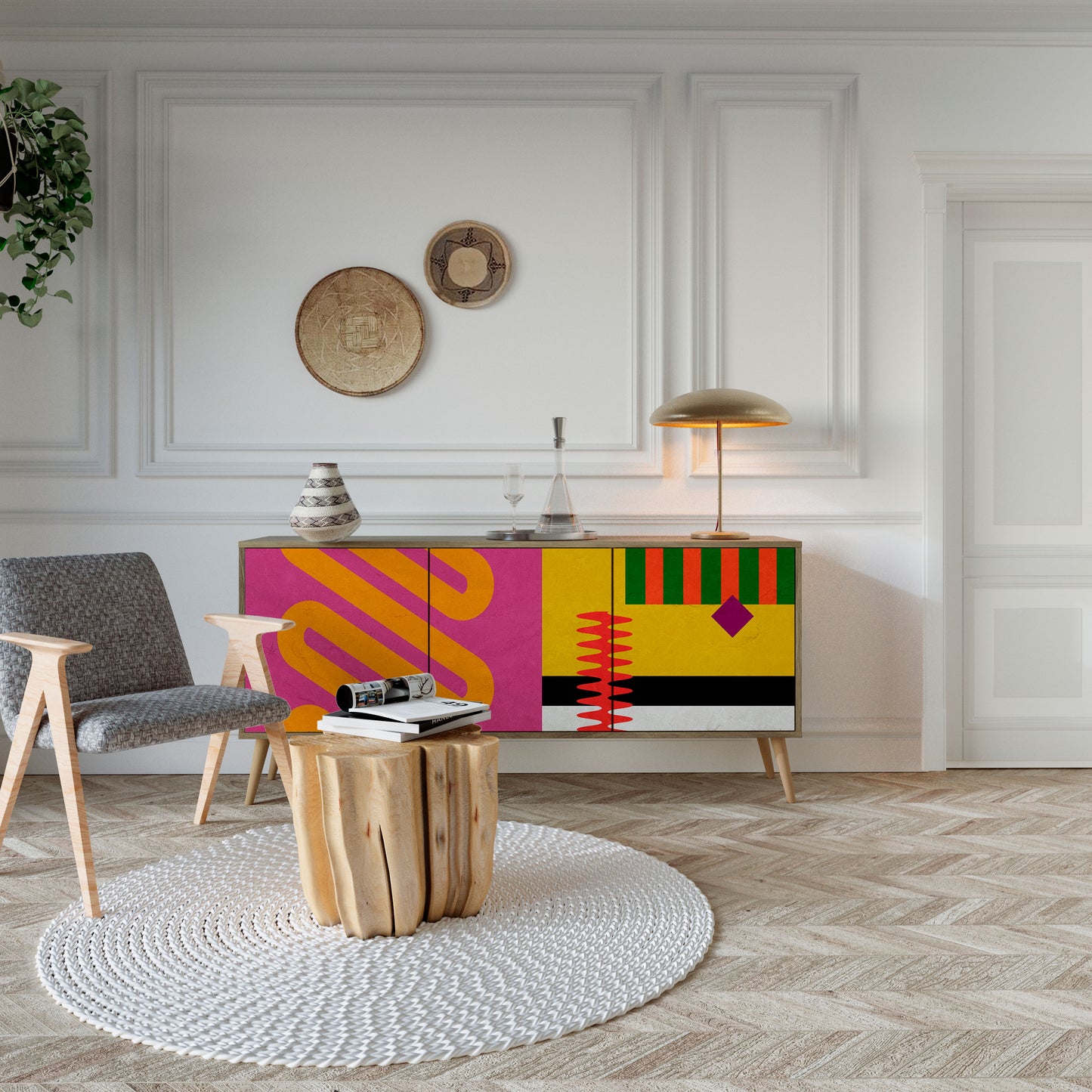 VIVID ART 3-dörrars skänk i ekeffekt