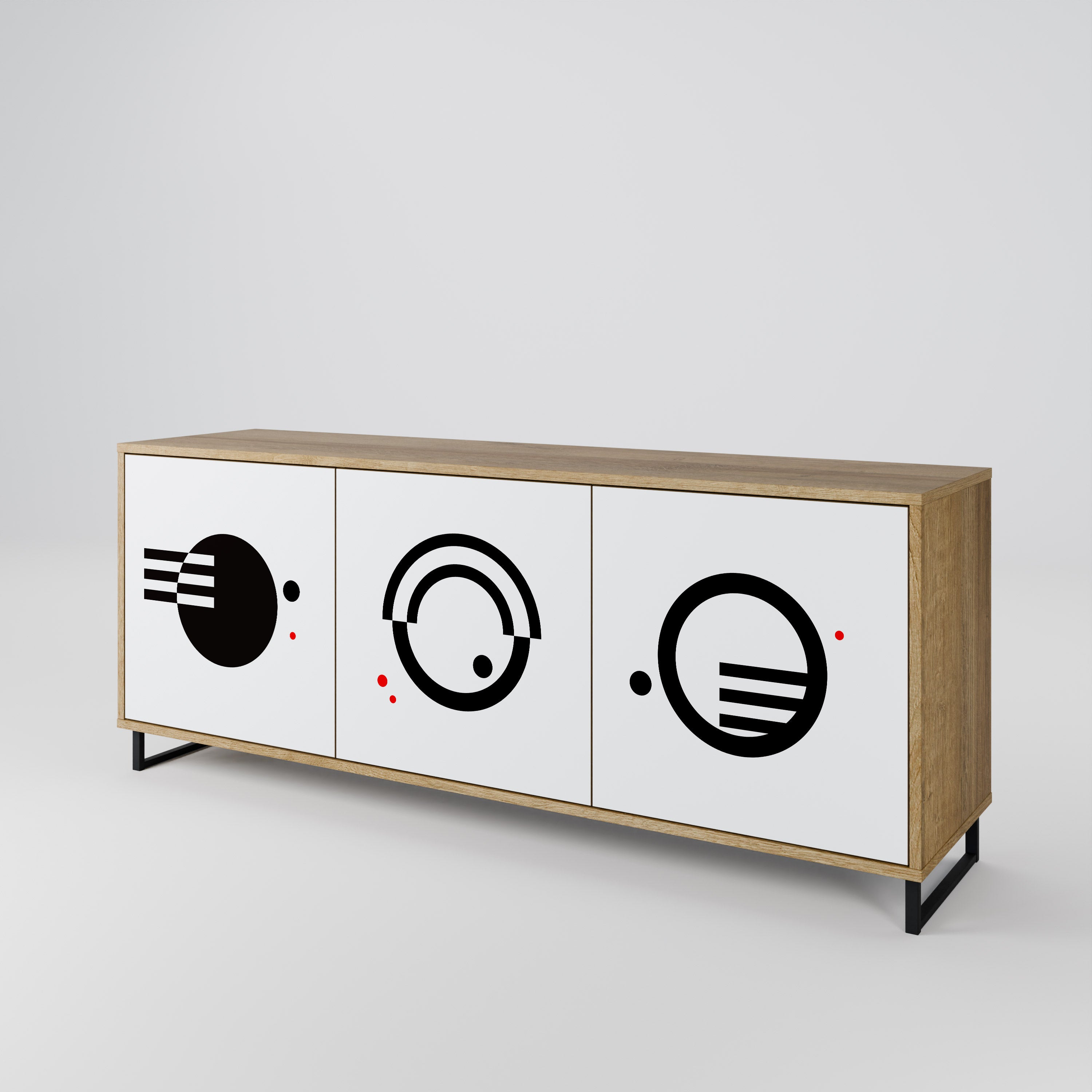 BLACK AND WHITE COMBINATION Skänk med tre dörrar