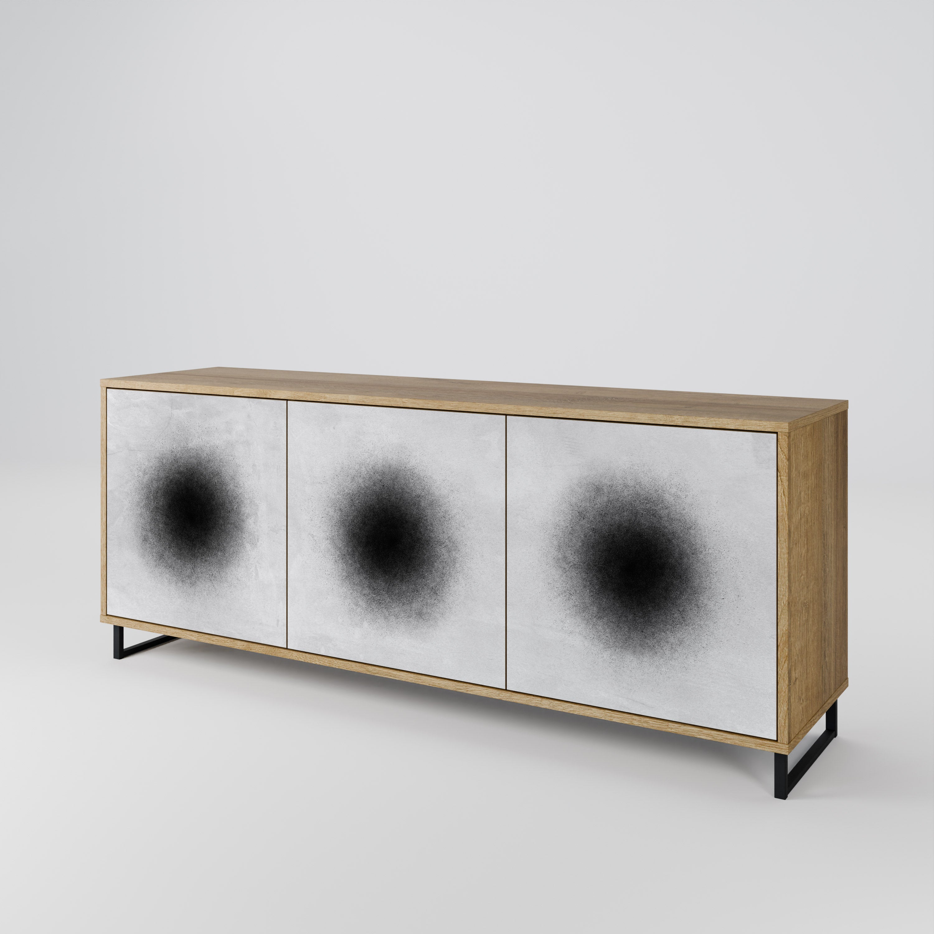 BLACK HOLE 3-Door Sideboard in Oak Effect
