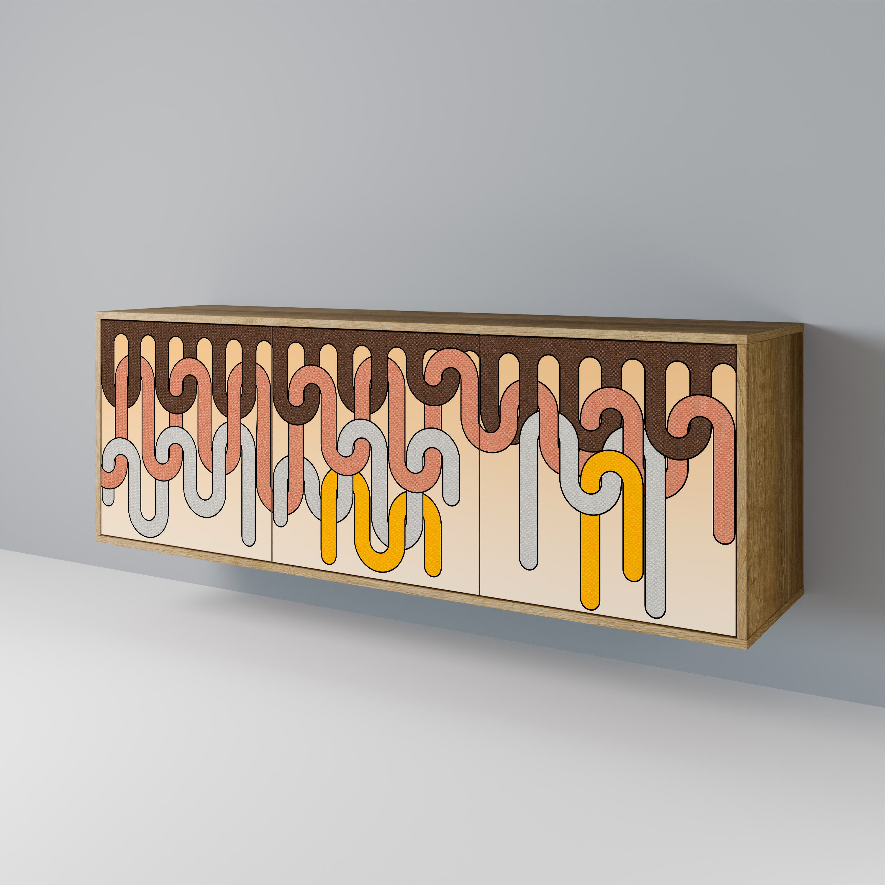 COLORFUL STRINGS Skänk med tre dörrar