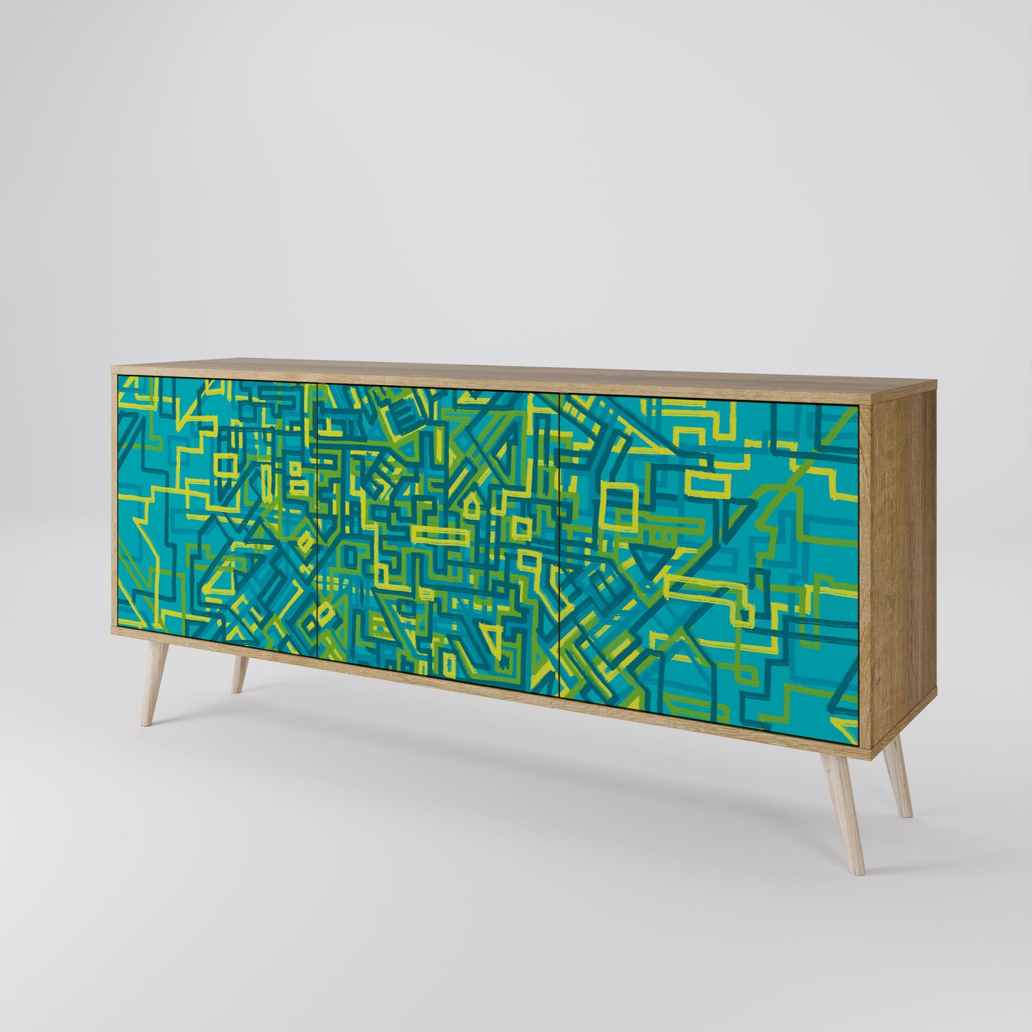 NOSTALGIC MEMORIES 3-Door Sideboard in Oak Effect