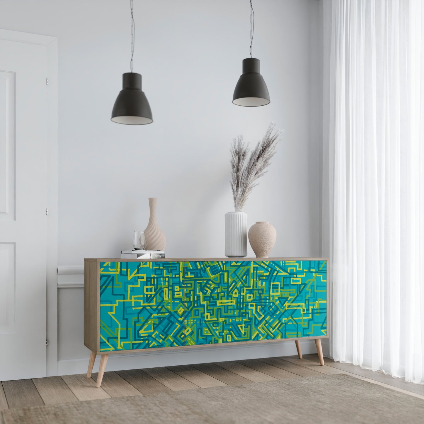 NOSTALGIC MEMORIES 3-Door Sideboard in Oak Effect