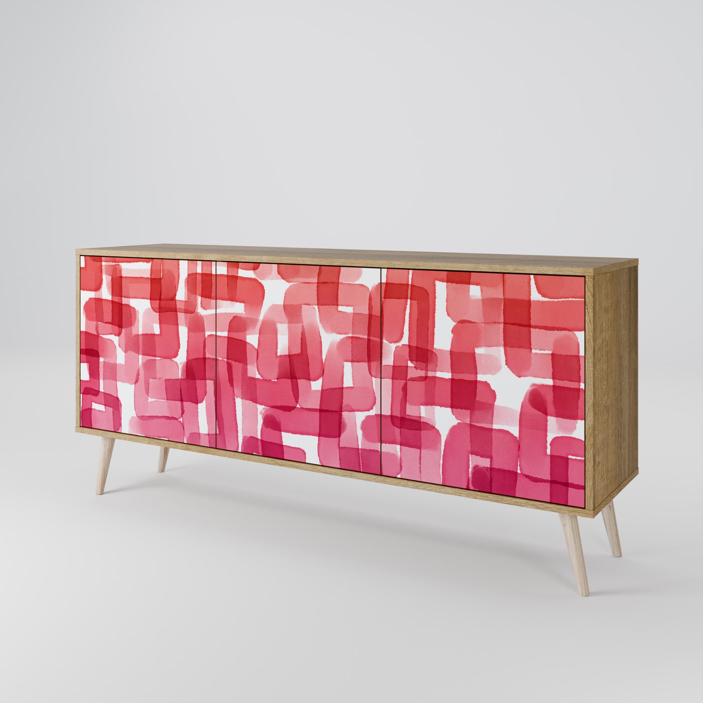 KALEIDOSCOPIC CUBISM 3-Door Sideboard in Oak Effect
