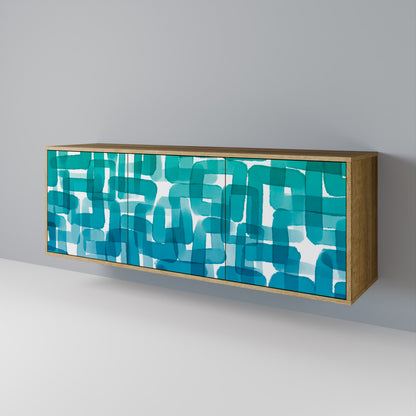 TURQUOISE RECTANGLES Skänk med tre dörrar