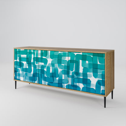 TURQUOISE RECTANGLES Skänk med tre dörrar