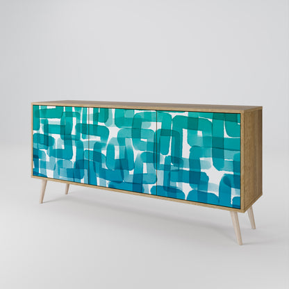 TURQUOISE RECTANGLES Skänk med tre dörrar