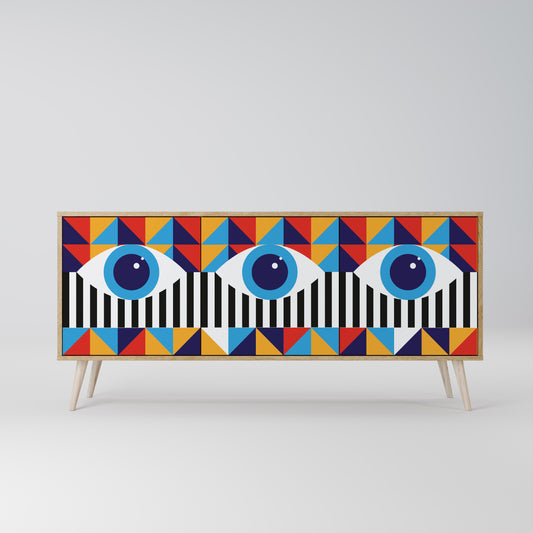 ABSTRACTION AND GEOMETRY 3-Door Sideboard in Oak Effect